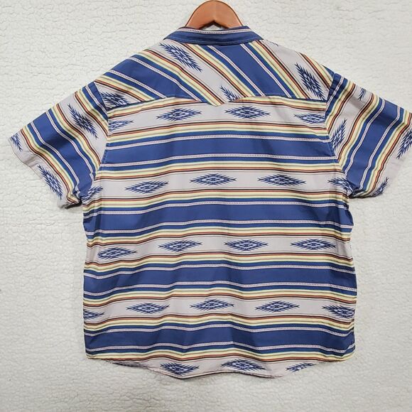 Ariat Retro Fit Mens Shirt XXL Striped Aztec w/ Pearl Snap Buttons Southwestern - Picture 3 of 16